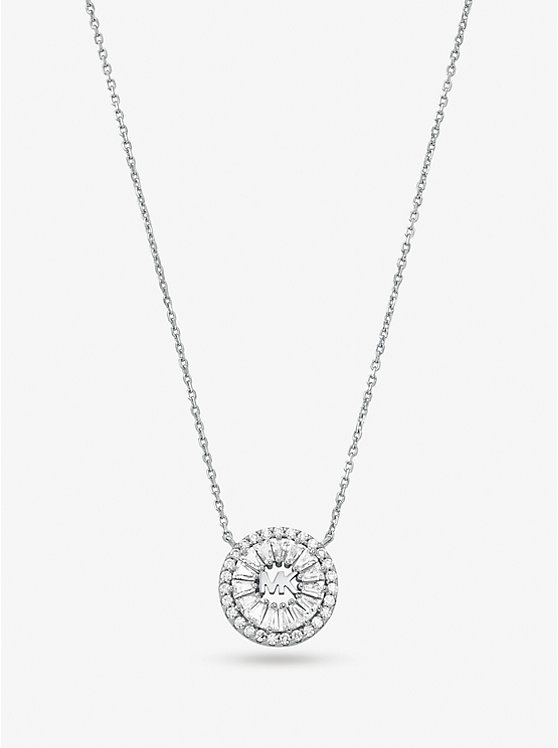 Michael Kors Precious Metal-Plated Sterling Silver Pavé Halo Women Necklace SILVER | USAJPN1572