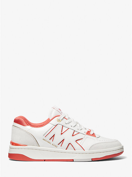 Michael Kors Rebel Leather Women Sneakers SPICED CORAL MULTI | USAXYB2003