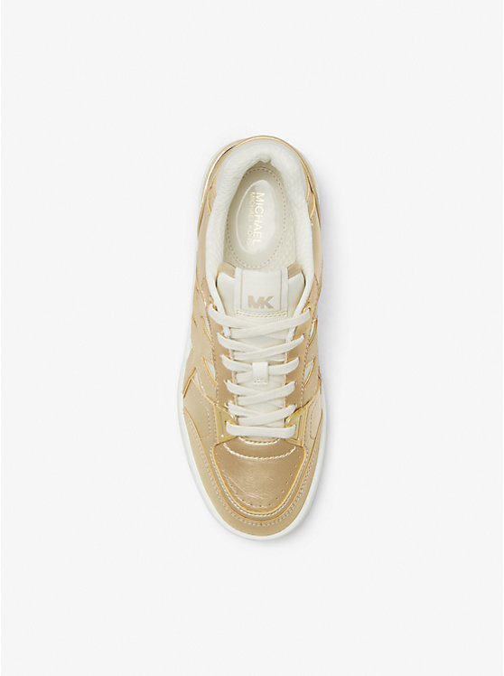 Michael Kors Rebel Metallic Leather Women Sneakers PALE GOLD | USAKOM2006