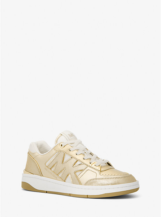 Michael Kors Rebel Metallic Leather Women Sneakers PALE GOLD | USAKOM2006