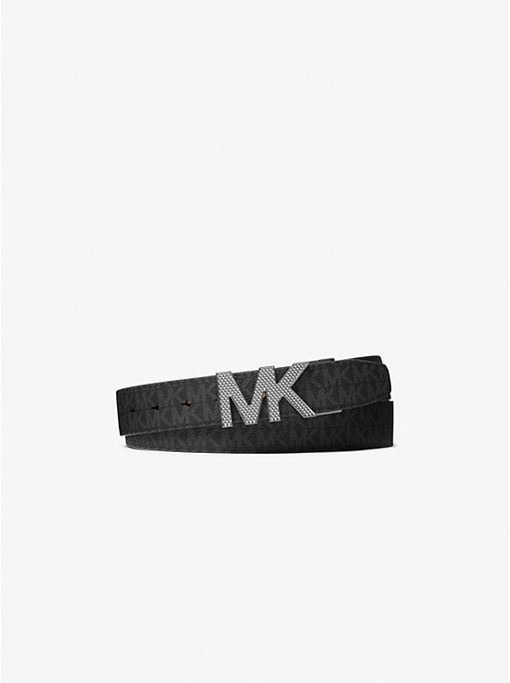 Michael Kors Reversible Logo and Leather Men Belt BLACK | USACTS2045