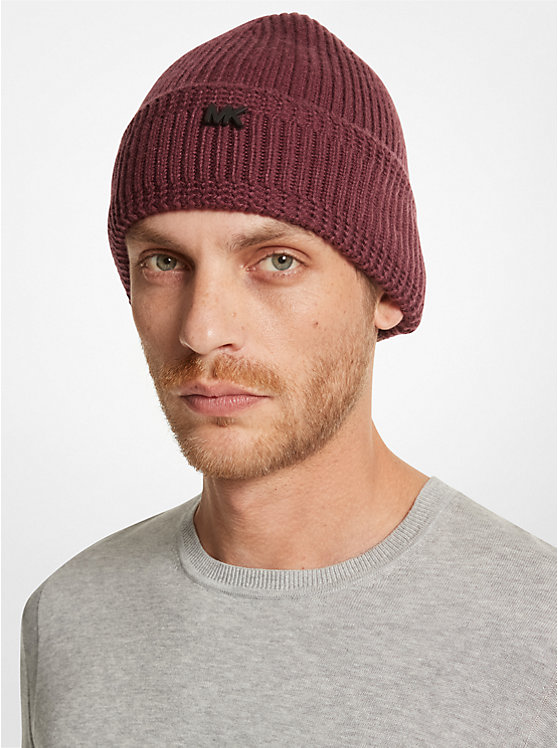 Michael Kors Ribbed Knit Beanie Men Hat CORDOVAN | USANWK2051