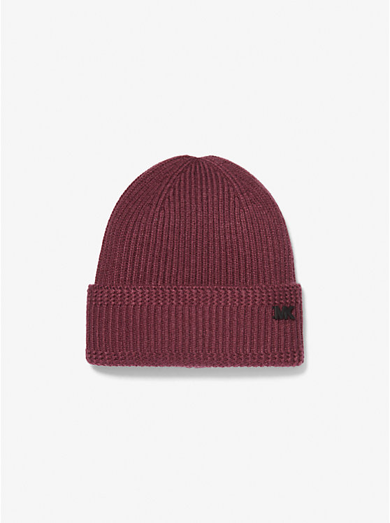 Michael Kors Ribbed Knit Beanie Men Hat CORDOVAN | USANWK2051