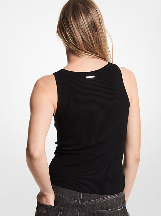 Michael Kors Ribbed Viscose Women Tank Top BLACK | USALIL1485