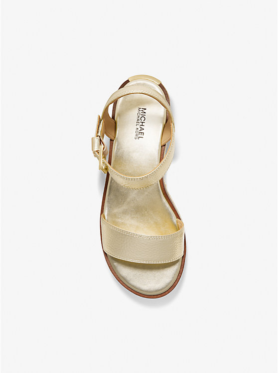 Michael Kors Richie Metallic and Logo Platform Espadrille Women Sandals PALE GOLD | USABEV1948