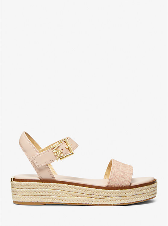 Michael Kors Richie Smooth and Logo Platform Espadrille Women Sandals BALLET | USACTN1950