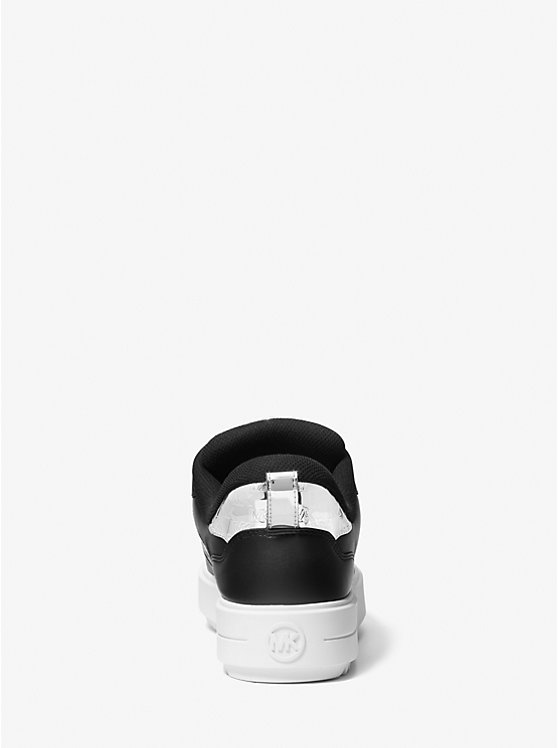 Michael Kors Rumi Leather and Logo-Embossed Metallic Platforms Women Sneakers SILVER | USAHAW2008