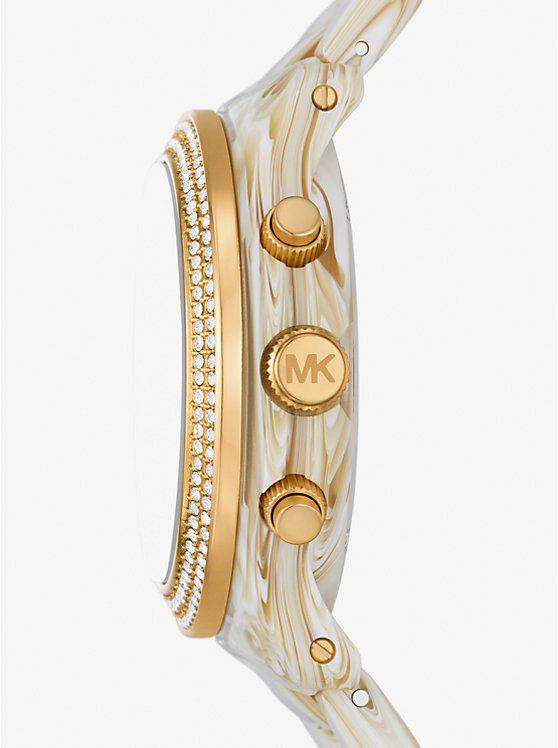 Michael Kors Runway Pavé Gold-Tone and Acetate Women Watch ALABASTER | USAEBU1662