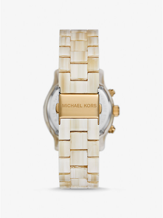 Michael Kors Runway Pavé Gold-Tone and Acetate Women Watch ALABASTER | USAEBU1662