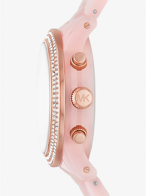 Michael Kors Runway Pavé Rose Gold-Tone and Blush Acetate Women Watch BLUSH | USAYXP1665