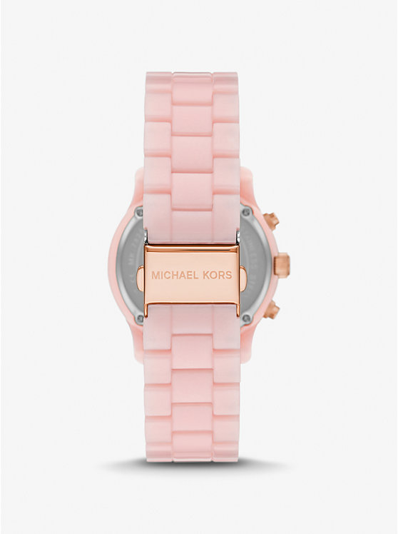 Michael Kors Runway Pavé Rose Gold-Tone and Blush Acetate Women Watch BLUSH | USAYXP1665