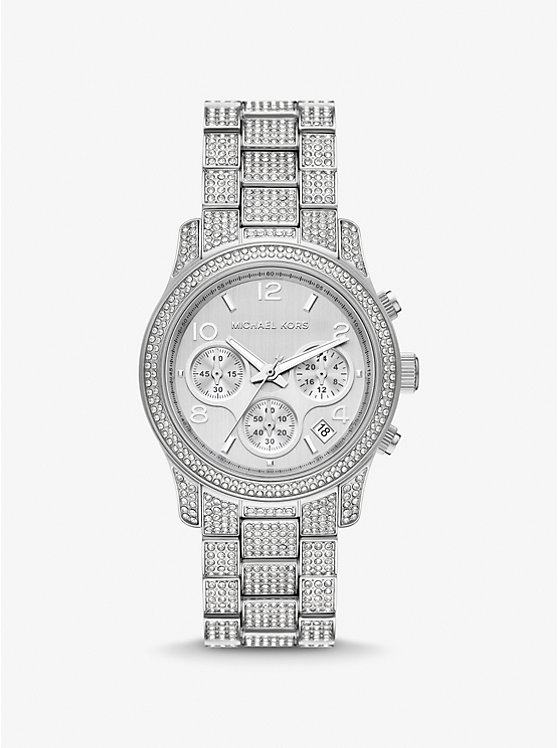 Michael Kors Runway Pavé Silver-Tone Women Watch SILVER | USAUZA1666