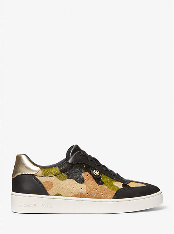 Michael Kors Scotty Camouflage Print Calf Hair Women Sneakers Smoky Olive Multi | USAGSE2009