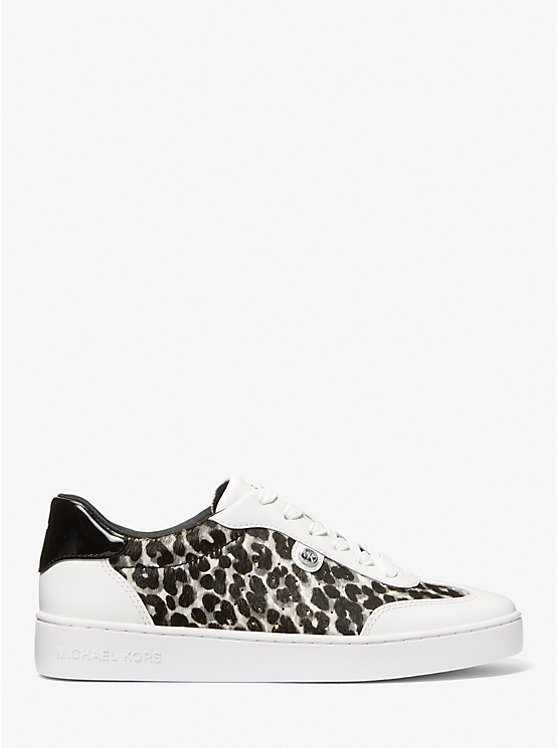 Michael Kors Scotty Leopard Print Calf Hair Women Sneakers BLACK COMBO | USAAHU2013