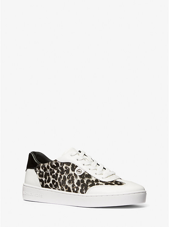 Michael Kors Scotty Leopard Print Calf Hair Women Sneakers BLACK COMBO | USAAHU2013