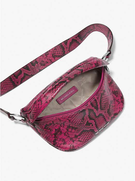 Michael Kors Slater Extra-Small Snake Embossed Leather Sling Pack Women Crossbody Bag DEEP FUCHSIA | USATCZ1135