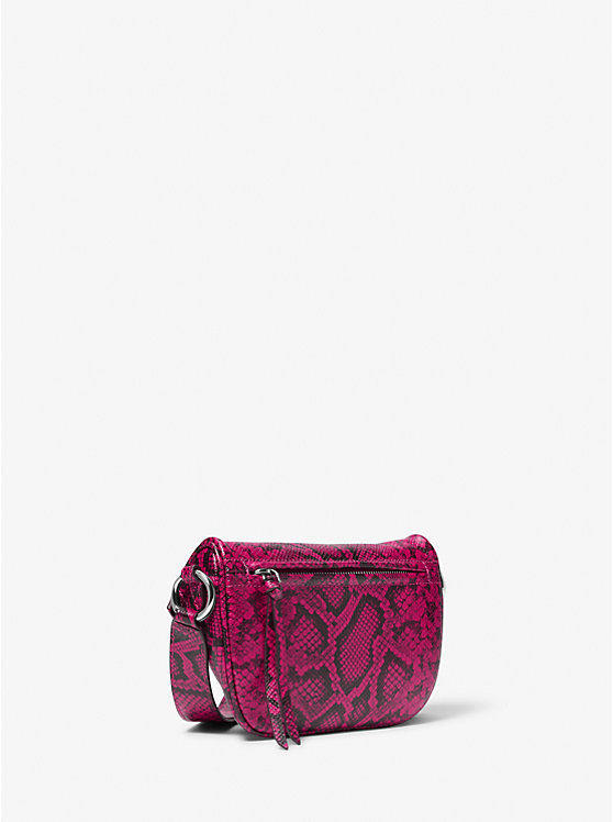 Michael Kors Slater Extra-Small Snake Embossed Leather Sling Pack Women Crossbody Bag DEEP FUCHSIA | USATCZ1135