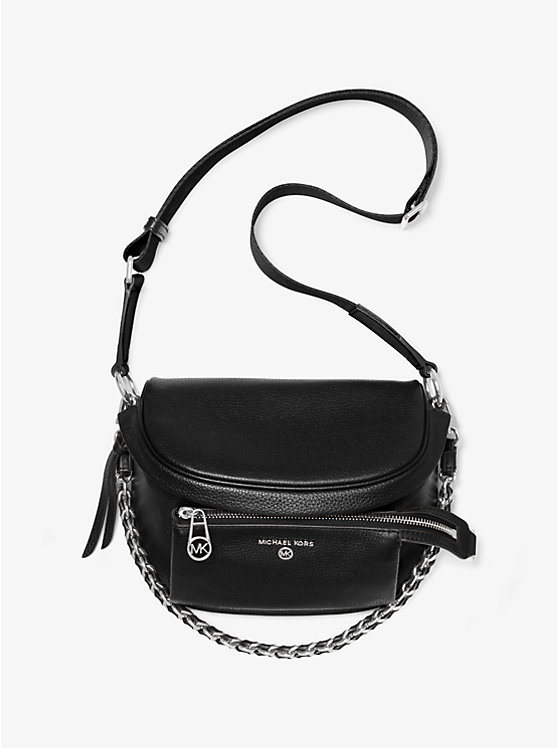 Michael Kors Slater Medium Pebbled Leather Sling Pack Women Crossbody Bag BLACK | USAWNV1138