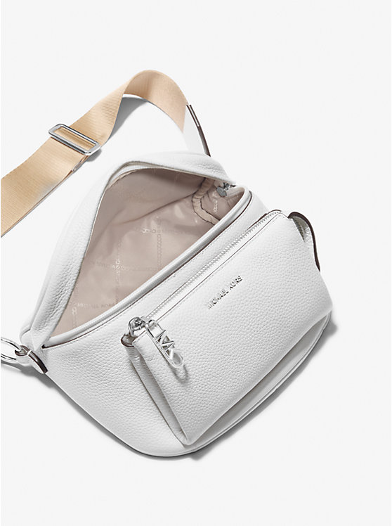 Michael Kors Slater Medium Pebbled Leather Sling Pack Women Backpack OPTIC WHITE | USAAHH1077