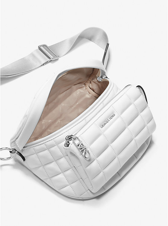 Michael Kors Slater Medium Quilted Leather Sling Pack Women Crossbody Bag OPTIC WHITE | USAWNM1141