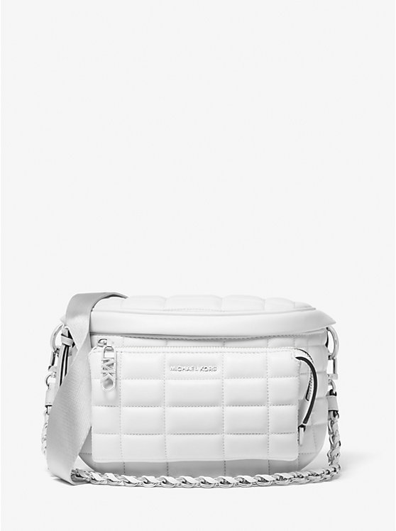 Michael Kors Slater Medium Quilted Leather Sling Pack Women Crossbody Bag OPTIC WHITE | USAWNM1141