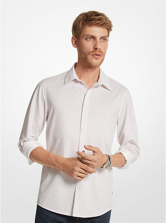 Michael Kors Slim-Fit Printed Stretch Men Shirt WHITE | USAPJM2222