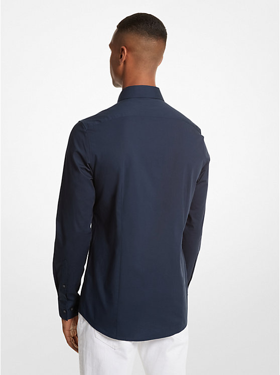 Michael Kors Slim-Fit Stretch-Cotton Men Shirt MIDNIGHT | USAYXR2226