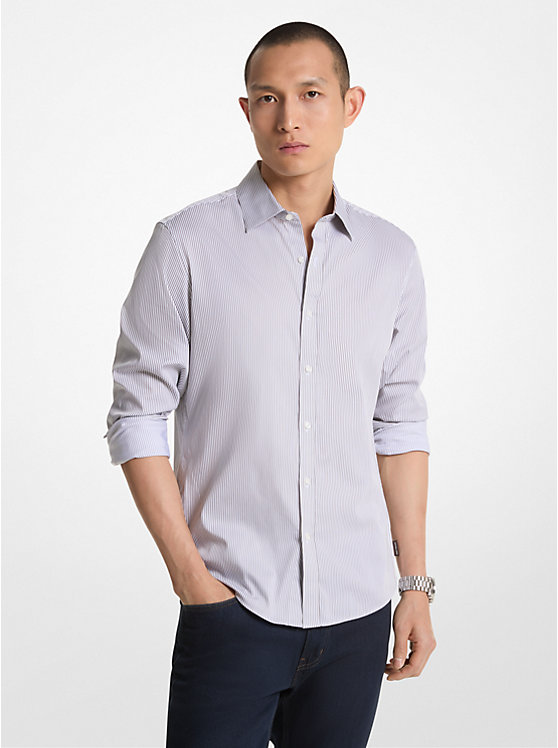 Michael Kors Slim-Fit Stretch Cotton Blend Men Shirt CONCRETE | USAILW2224