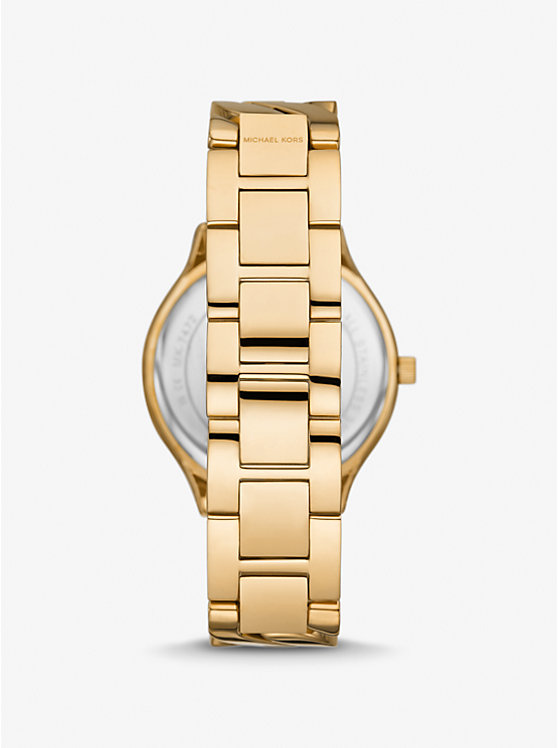 Michael Kors Slim Runway Gold-Tone Curb-Link Women Watch GOLD | USAFDK1673