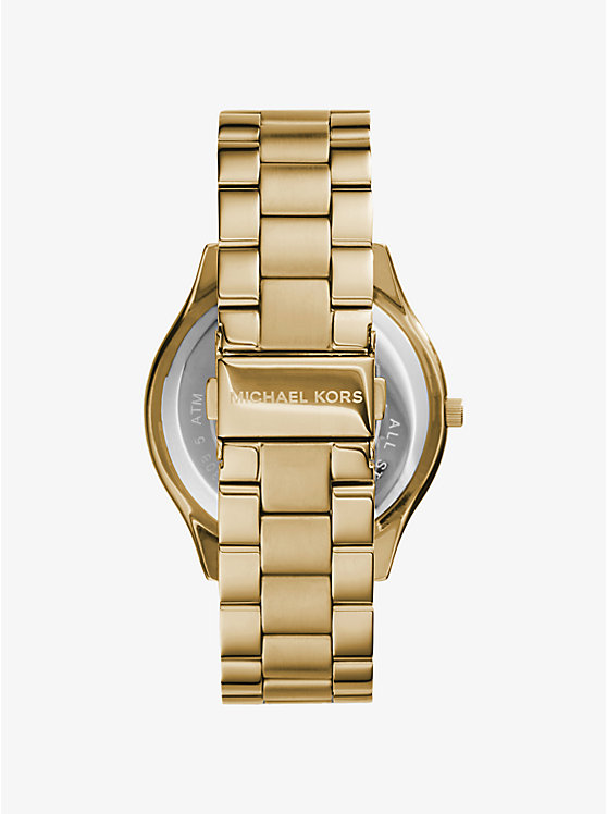 Michael Kors Slim Runway Gold-Tone Stainless Steel Women Watch GOLD | USAGSL1674