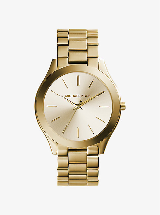 Michael Kors Slim Runway Gold-Tone Stainless Steel Women Watch GOLD | USAGSL1674