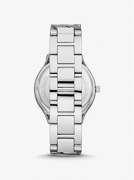 Michael Kors Slim Runway Silver-Tone Curb-Link Women Watch SILVER | USAJPX1676