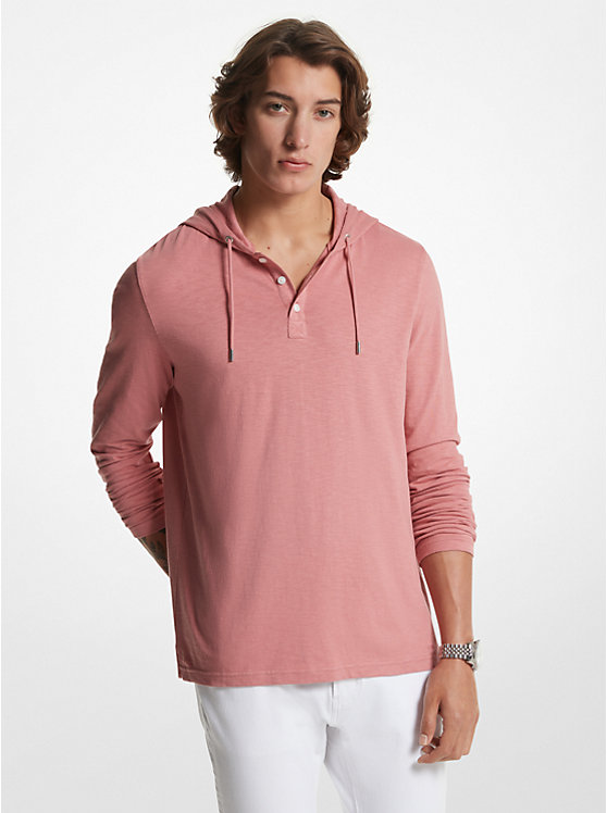 Michael Kors Slub Cotton Henley Men Hoodie DUSTY ROSE | USAILJ2239