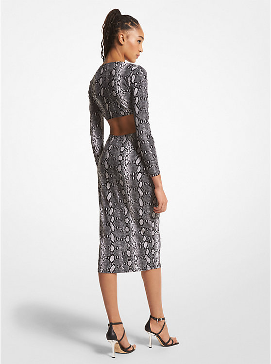 Michael Kors Snake Print Matte Jersey Cutout Women Dress BLACK | USASGT1336