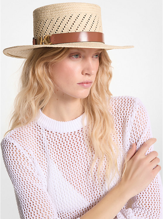 Michael Kors Straw Women Hat NATURAL/LUGGAGE | USAVRY1013