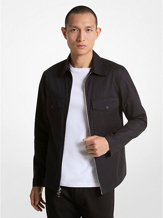 Michael Kors Stretch Cotton Jacket Men Shirt BLACK | USATCT2227