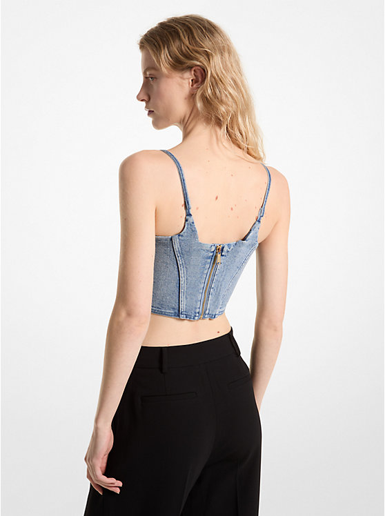 Michael Kors Stretch Denim Bustier Women Tops BLUE VINTAGE WASH | USAPJQ1494