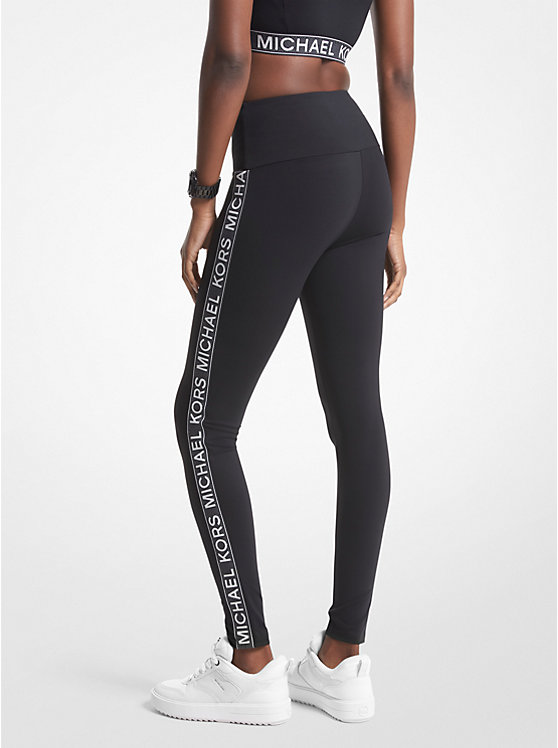 Michael Kors Stretch Nylon Logo Tape Women Leggings BLACK | USAMQF1426