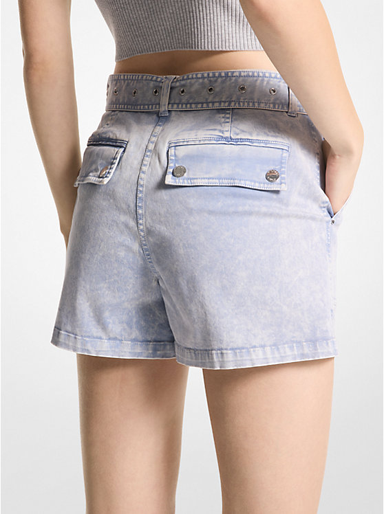 Michael Kors Stretch Organic Cotton Belted Cargo Women Shorts CHAMBRAY | USAQMD1452