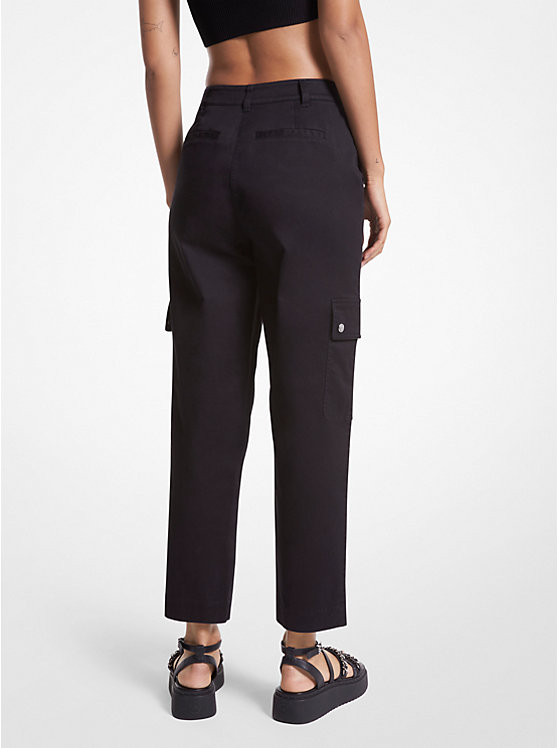 Michael Kors Stretch Organic Cotton Cargo Women Pants BLACK | USAILT1444