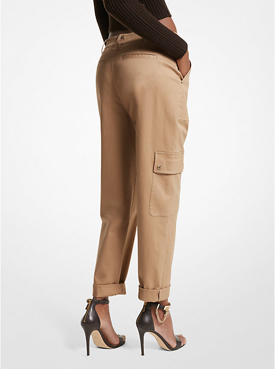 Michael Kors Stretch Organic Cotton Cargo Women Pants DARK CAMEL | USAUZY1445