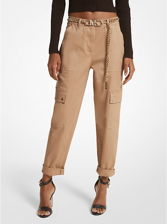 Michael Kors Stretch Organic Cotton Cargo Women Pants DARK CAMEL | USAUZY1445