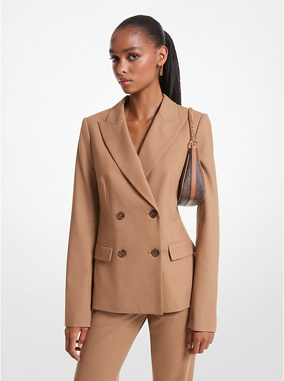 Michael Kors Stretch Wool Blazer Women Jacket DARK CAMEL | USADFM1412