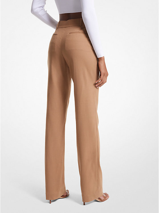 Michael Kors Stretch Wool Women Pants DARK CAMEL | USATCI1447