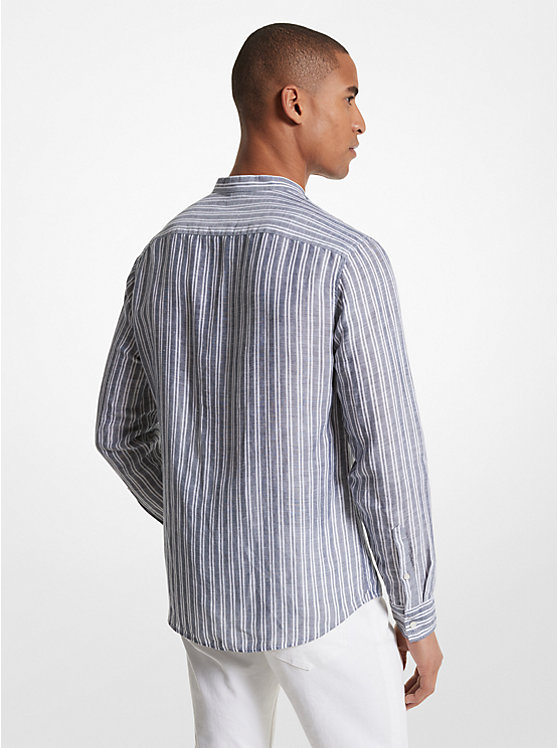 Michael Kors Striped Linen Blend Men Shirt MIDNIGHT | USAEBU2229