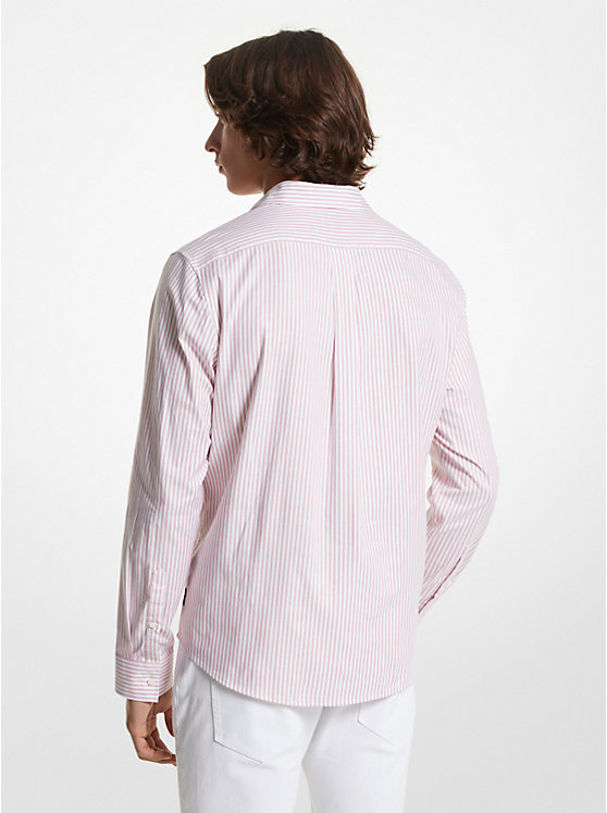 Michael Kors Striped Stretch Cotton Oxford Men Shirt DUSTY ROSE | USAWNA2233