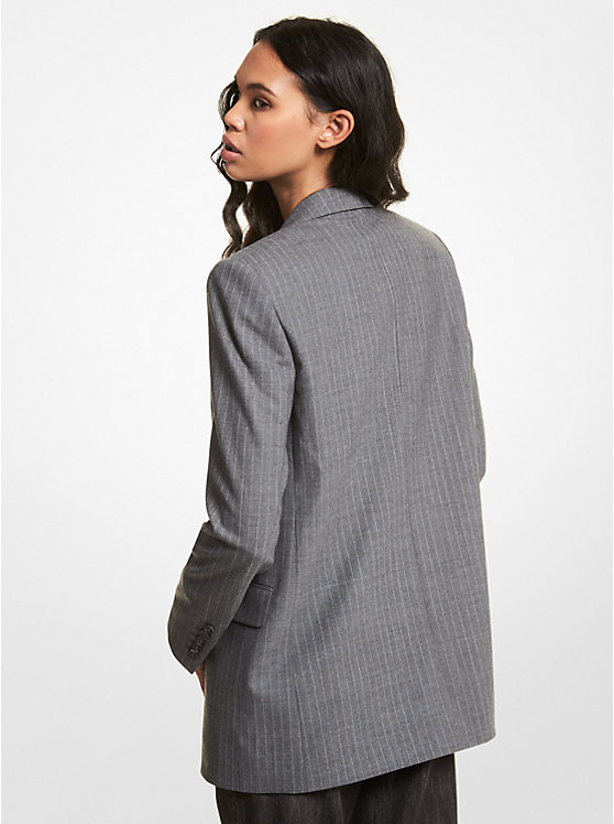 Michael Kors Striped Stretch Wool Boyfriend Blazer Women Jacket FRENCH BLUE MULTI | USAGSW1414