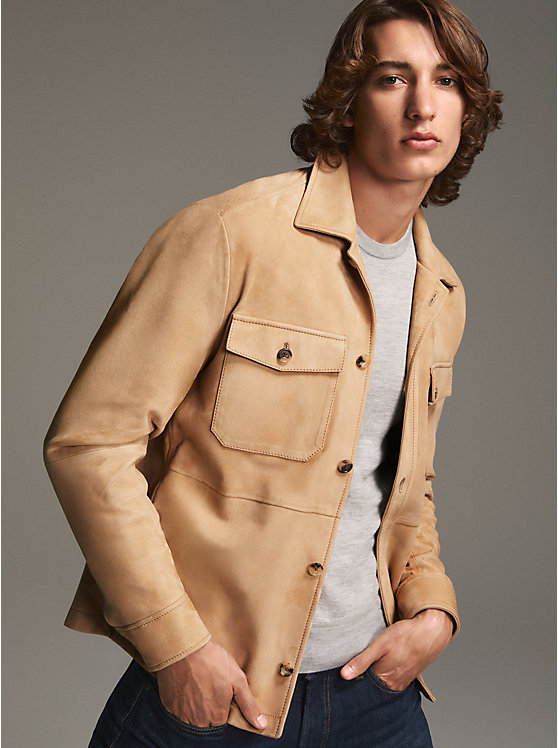 Michael Kors Suede Shirt Men Jacket BUFF | USALIE2198