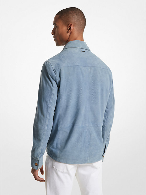 Michael Kors Suede Shirt Men Jacket CHAMBRAY | USAKOW2197