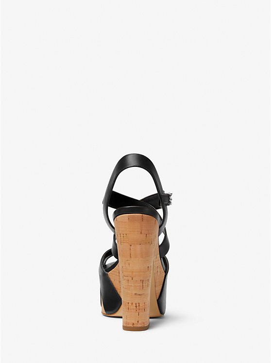 Michael Kors Suki Leather Platform Women Sandals BLACK | USAYXF1966